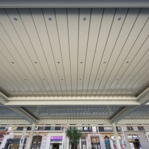 Pergolas of louvres with lighting